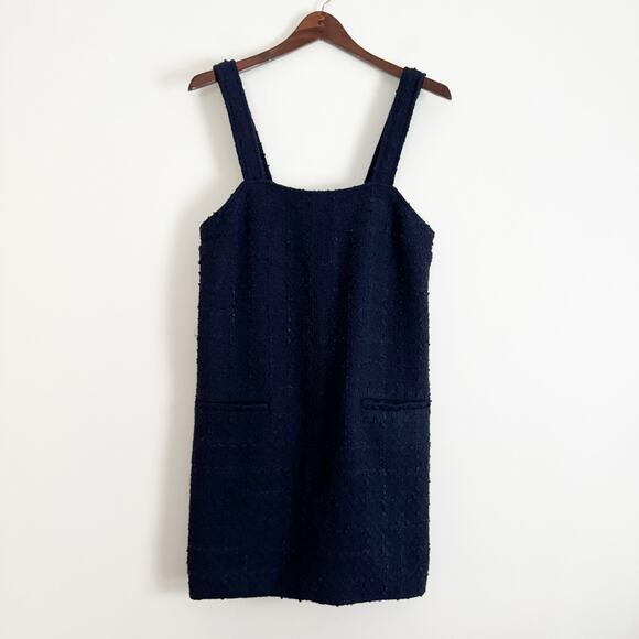 ABERCROMBIE Tweed Boucle Shift Mini Dress Navy Blue Medium M - Picture 2 of 8